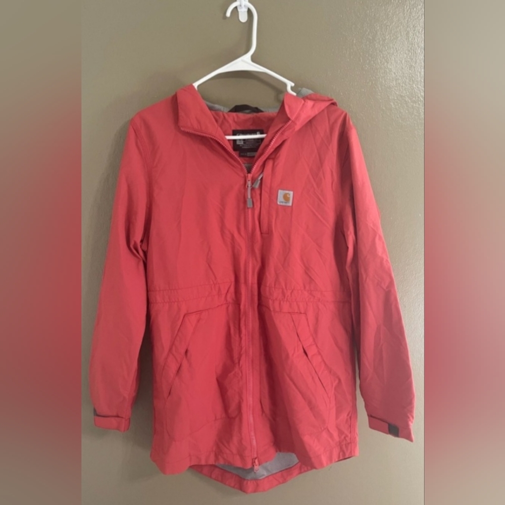Salmon Carhartt Women’s Rain Jacket with Detachable Hood